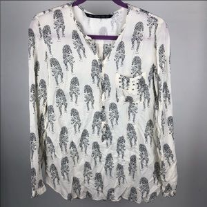 Zara Trafaluc Studded Cheetah Blouse